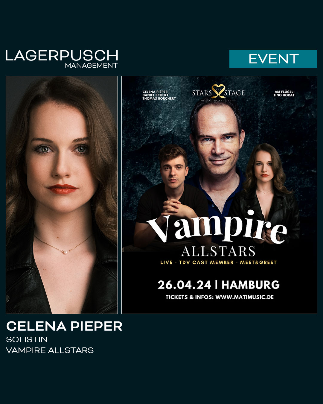 Tonight on Stage: Celena Pieper als Solistin bei „Vampire Allstars im Chilehaus Hamburg