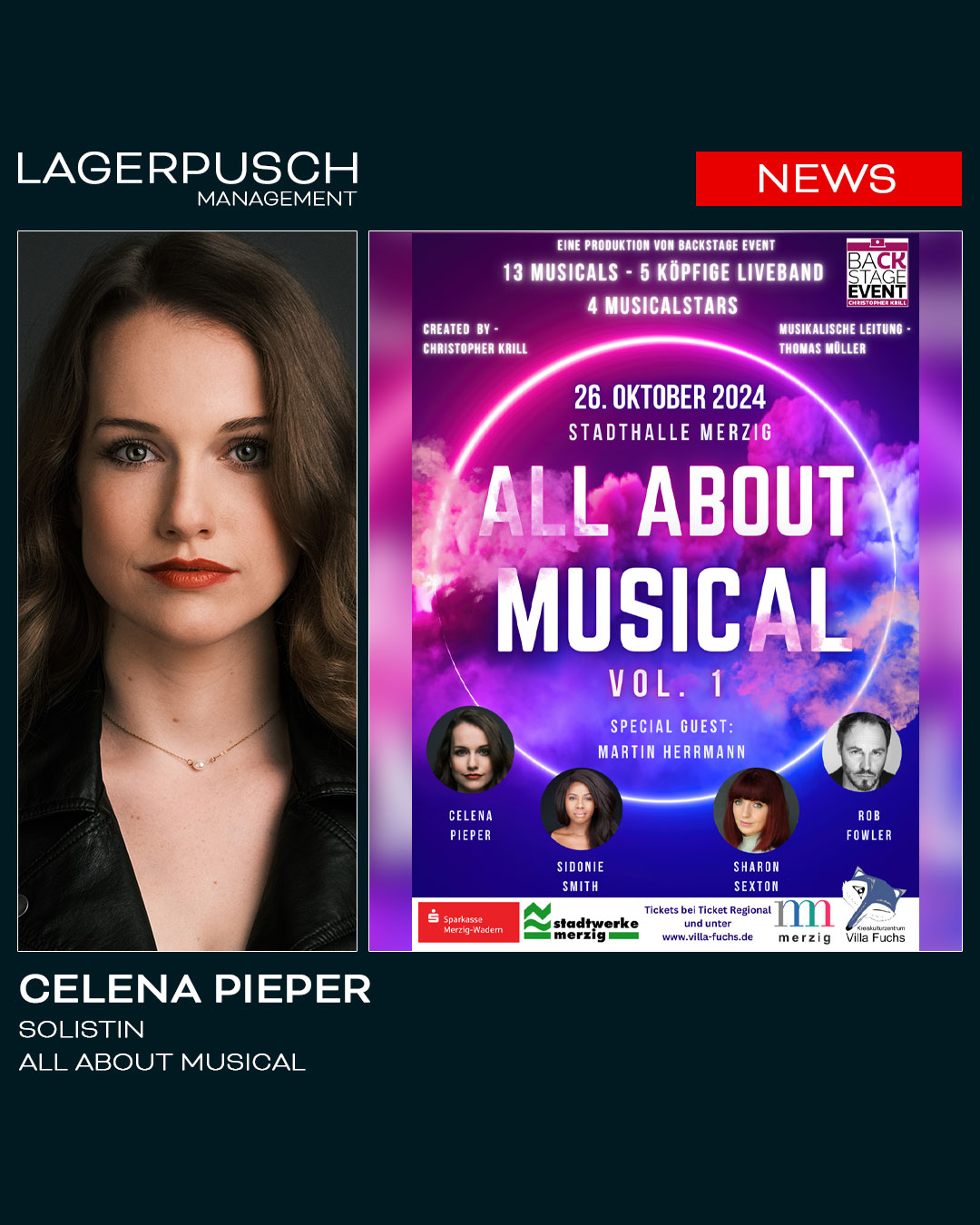 Celena Pieper als Solistin bei „All About Musical“ in Merzig