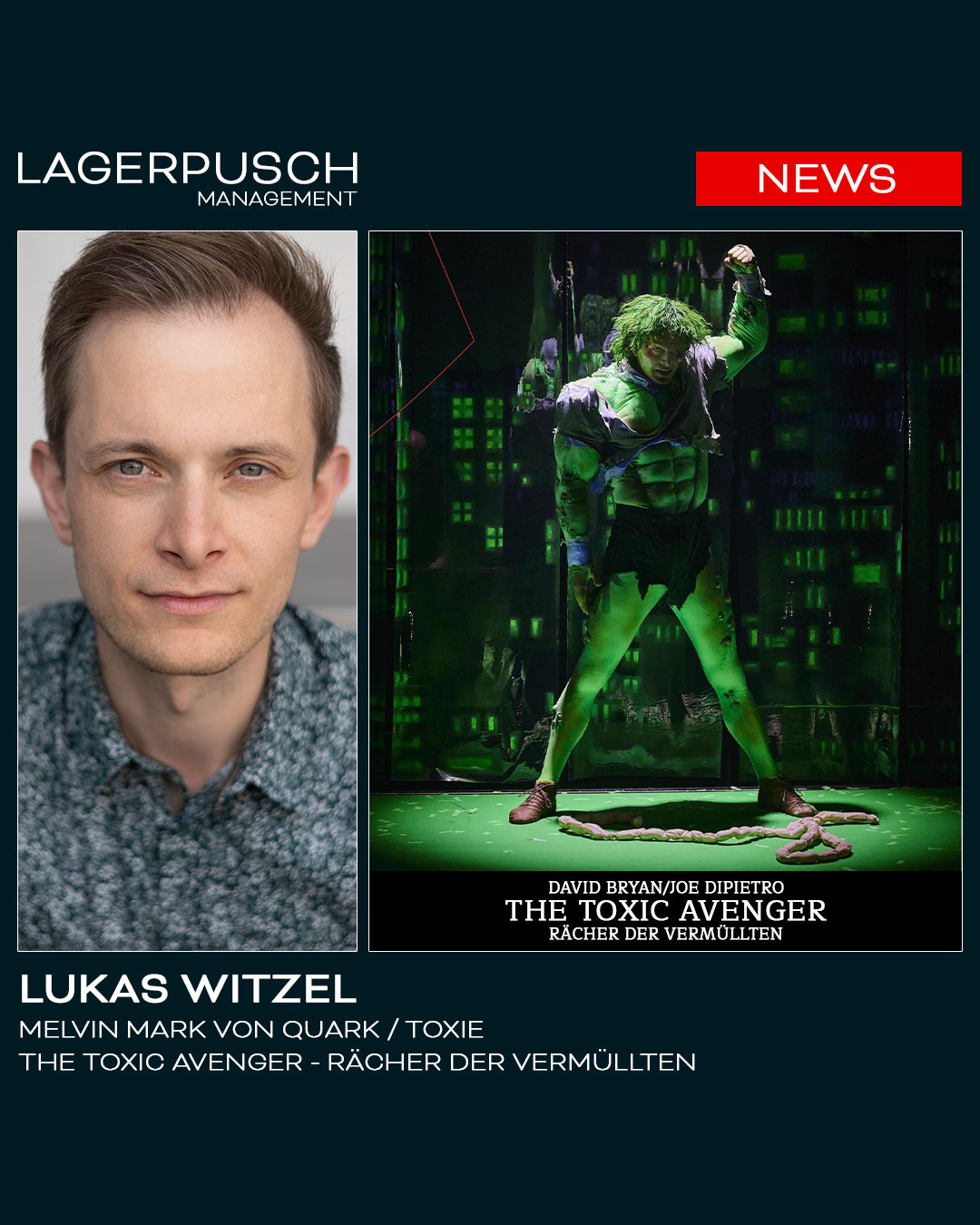 Lukas Witzel spielt erneut in der Wiederaufnahme von „Toxic Avenger“ in Dresden