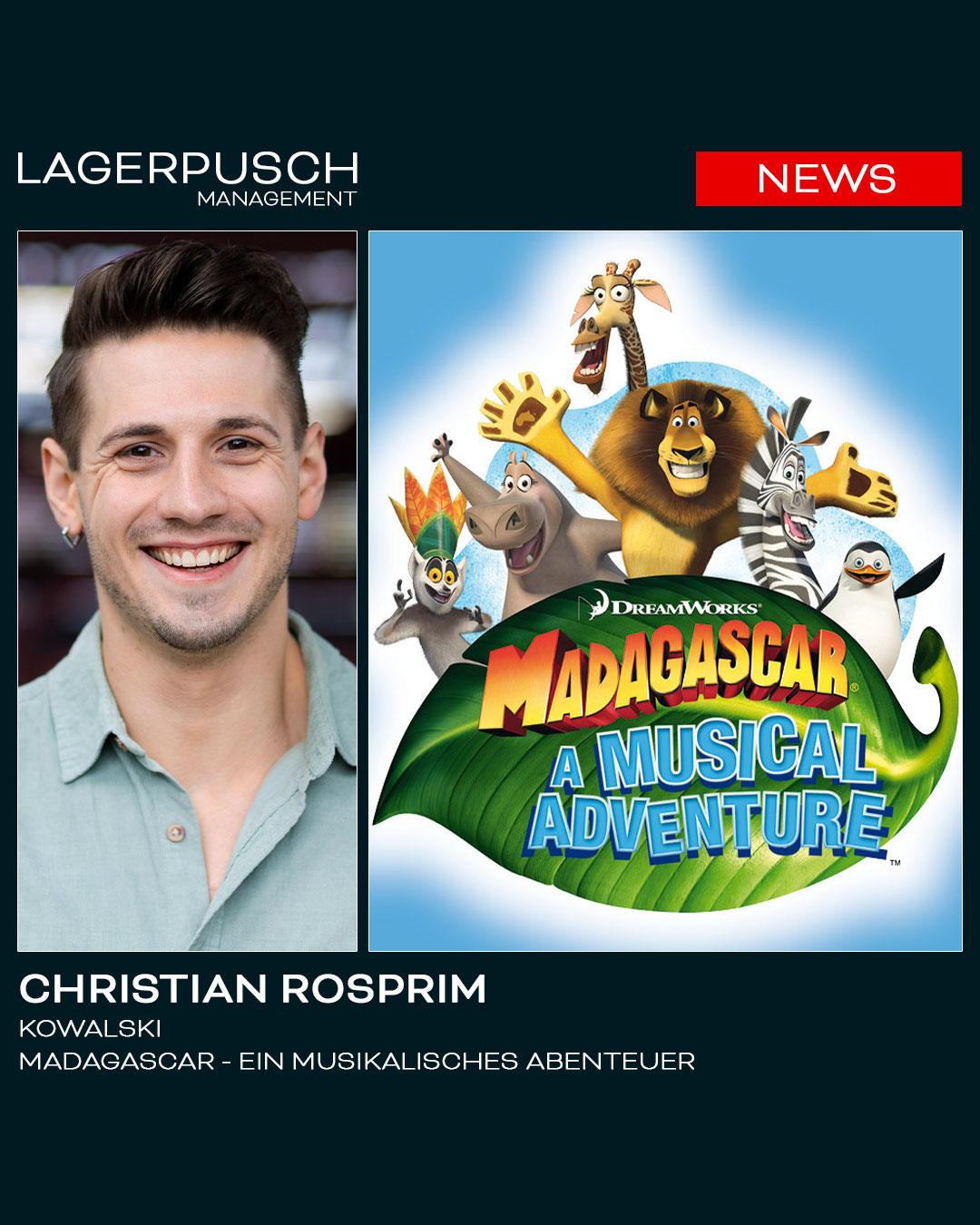 Christian Rosprim wird Kowalski in „Madagascar“ bei den Freilichtspielen Tecklenburg