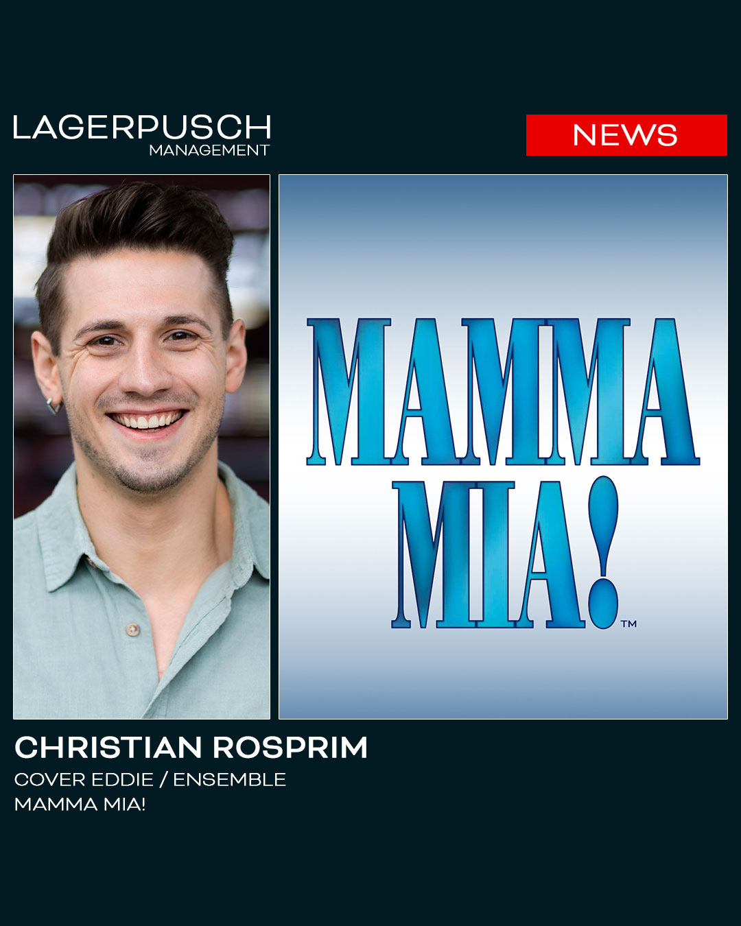 Christian Rosprim wird Ensemble und Cover Eddie in „Mamma Mia!“ bei den Freilichtspielen Tecklenburg