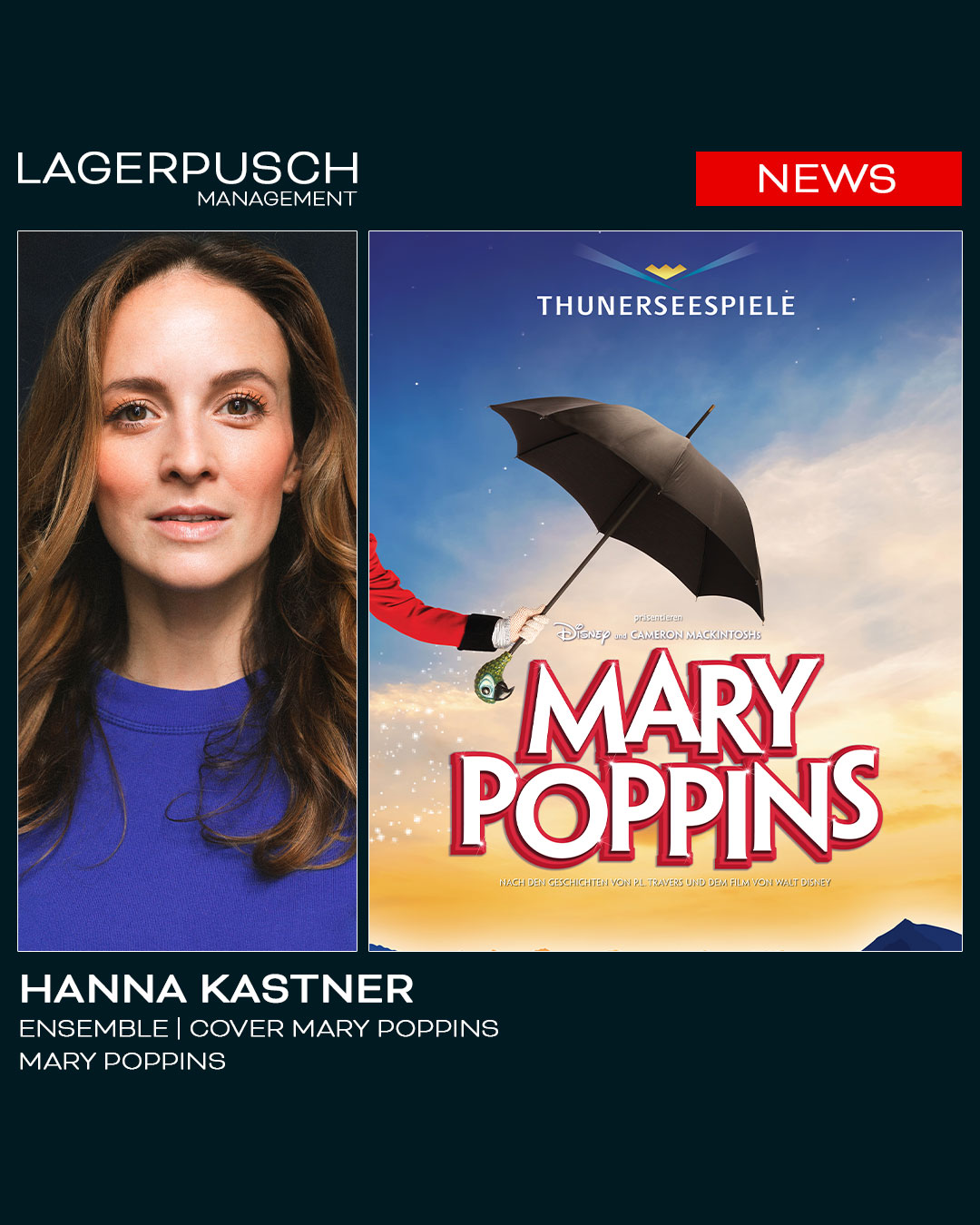 Hanna Kastner wird Cover Mary Poppins und Ensemble bei „Mary Poppins“ in Thun