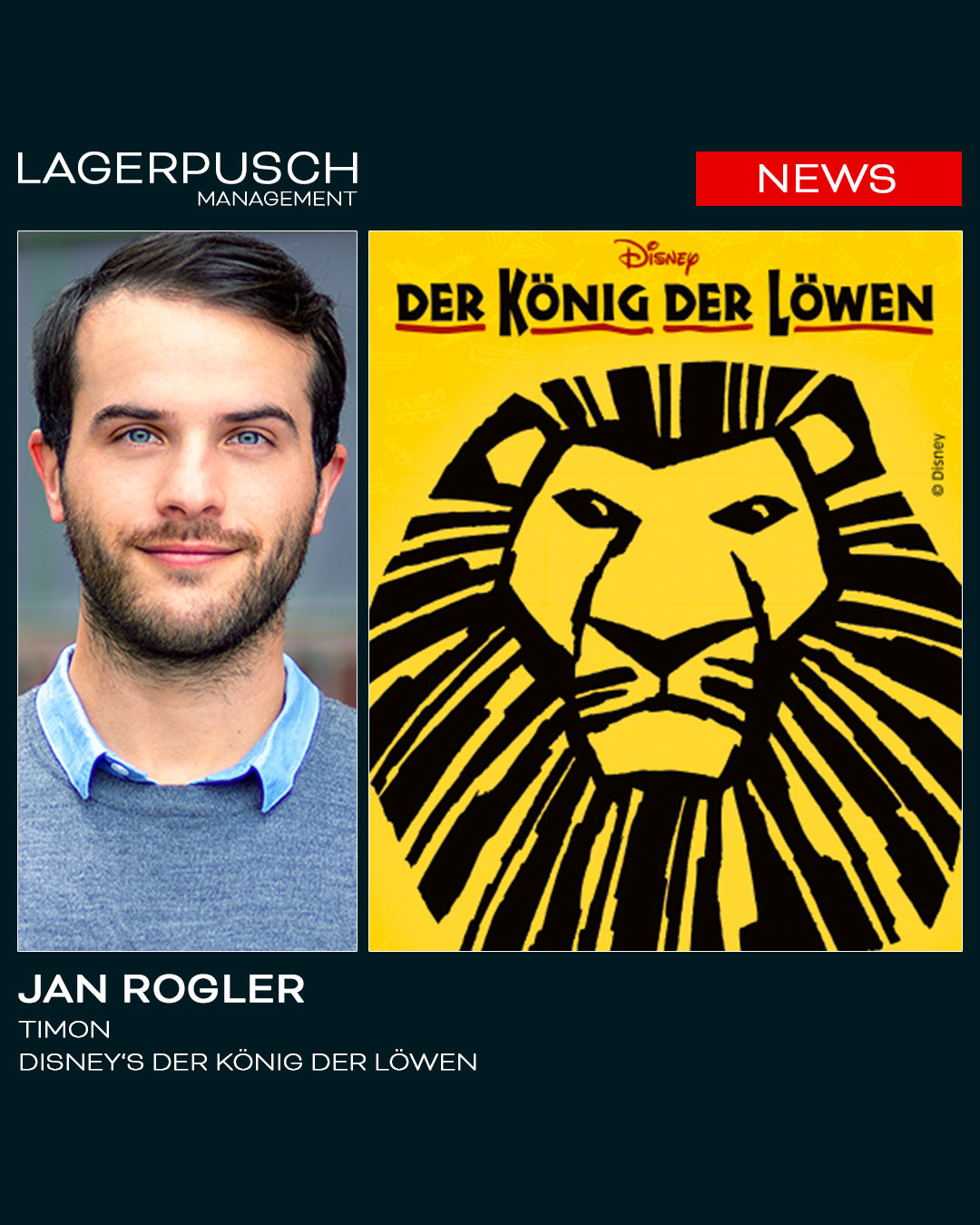 Jan Rogler bleibt Erstbesetzung Timon bei „König der Löwen“ in Hamburg