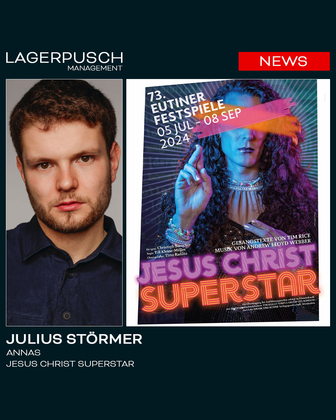 Julius Störmer wird Annas in „Jesus Christ Superstar“ bei den Eutiner Festspielen