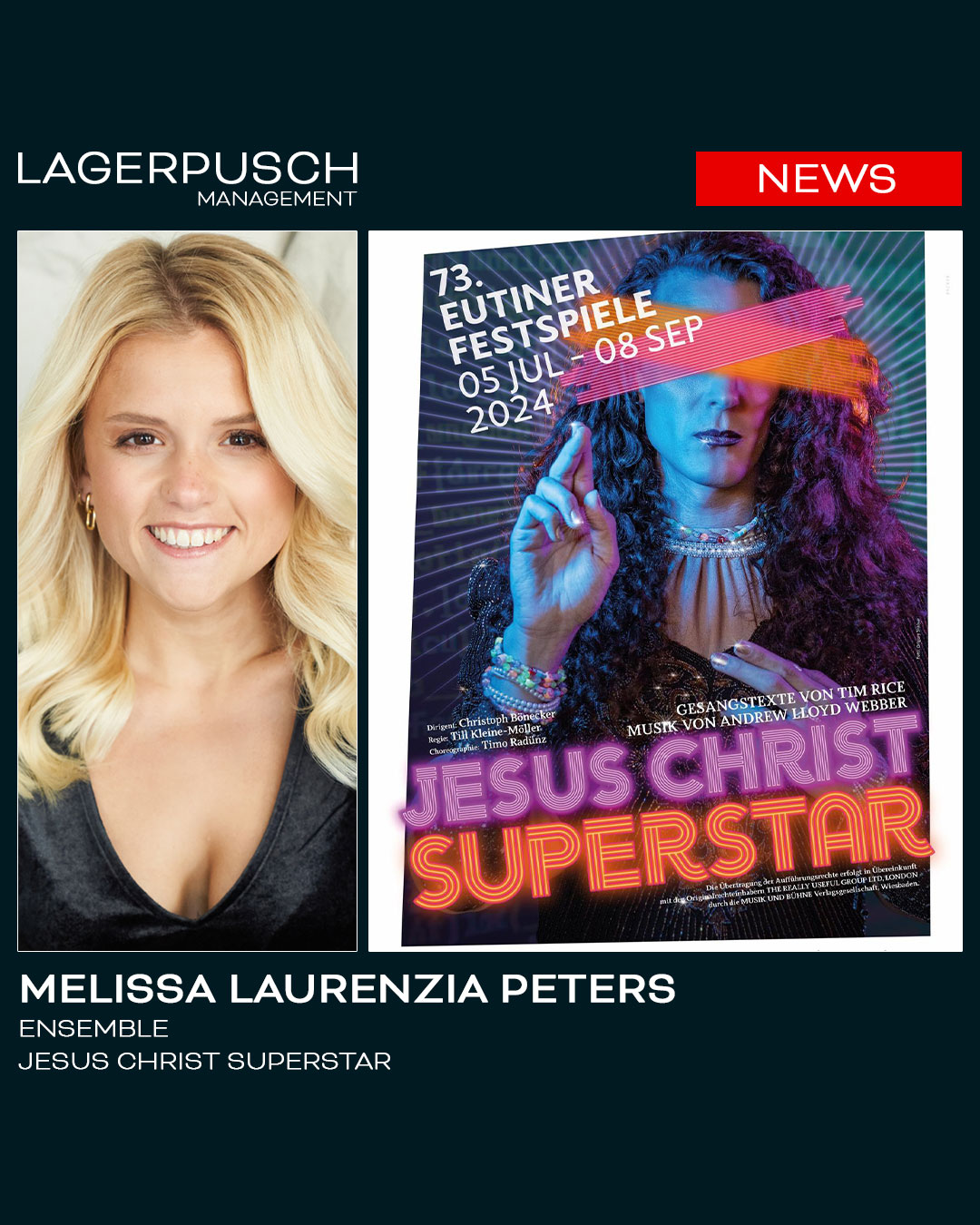 Melissa Laurenzia Peters im Ensemble von „Jesus Christ Superstar“ bei den Eutiner Festspielen