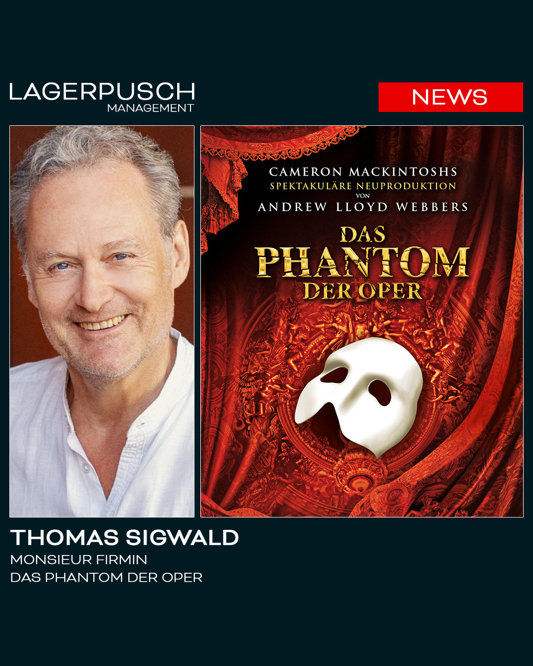 Opening Night: Thomas Sigwald feiert Premiere als Monsieur Firmin in „Das Phantom der Oper“ in Wien